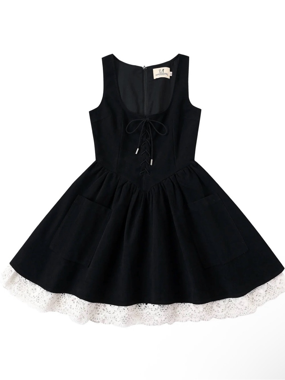 NWT Fashion brand company black farm chores mini lace dress medium